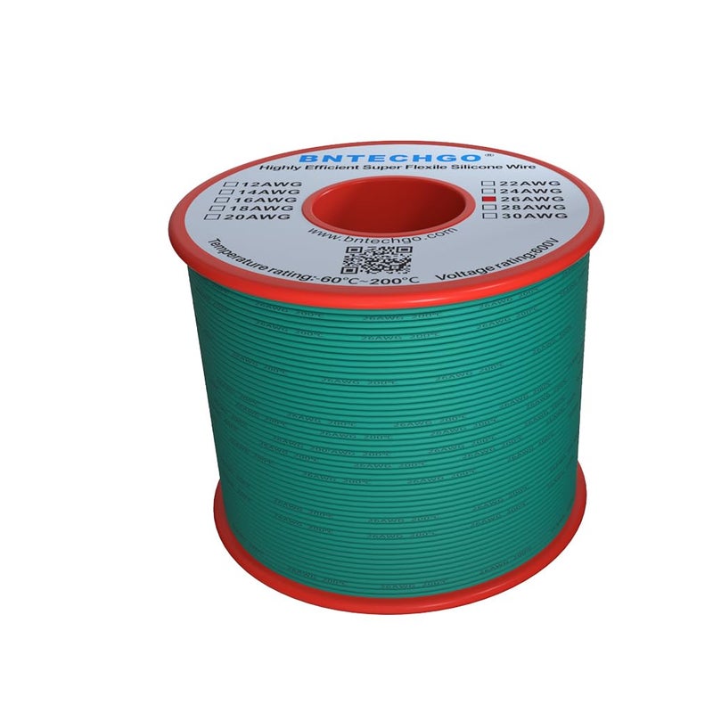 BNTECHGO 26 Gauge Silicone Wire Spool 250 ft Green Flexible 26 AWG Stranded Tinned Copper Wire - Image 2